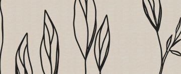 papier peint feuillage sur lin motif de feuille dessinee noir sur fond beige